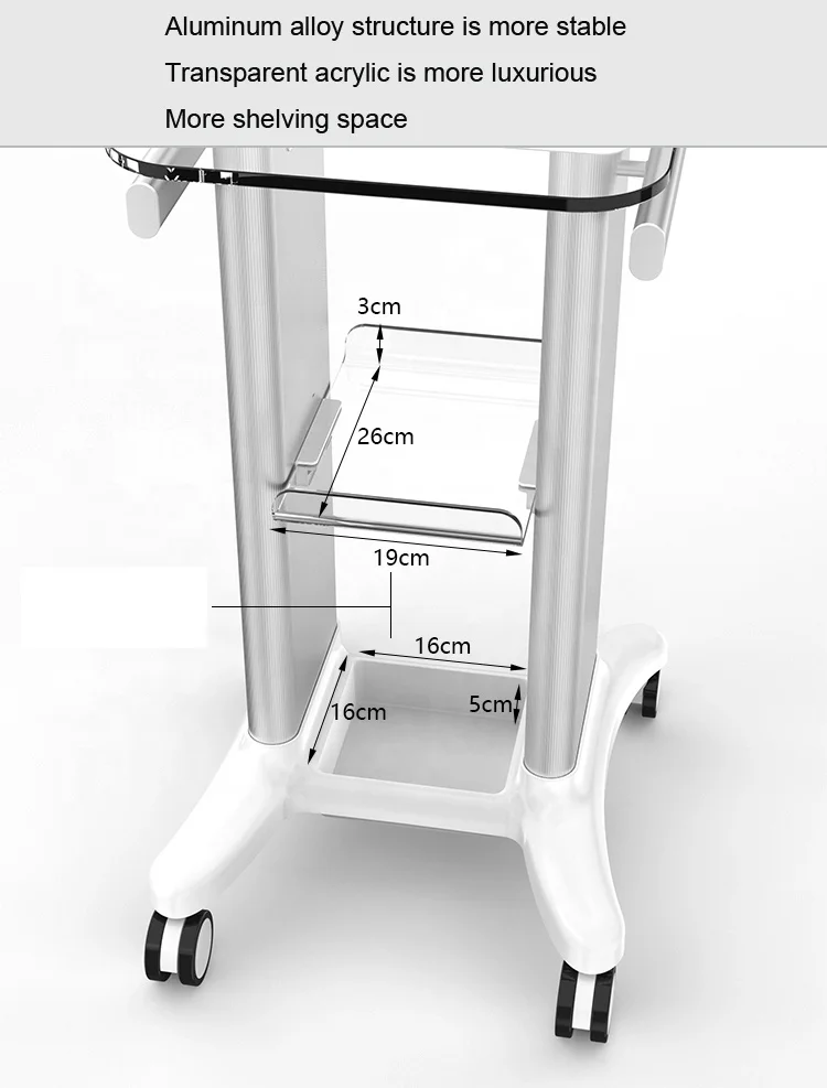 TF 2021 super ultrasonic facial instrument acrylic Facial cleansing beauty apparatus trolley stand carts
