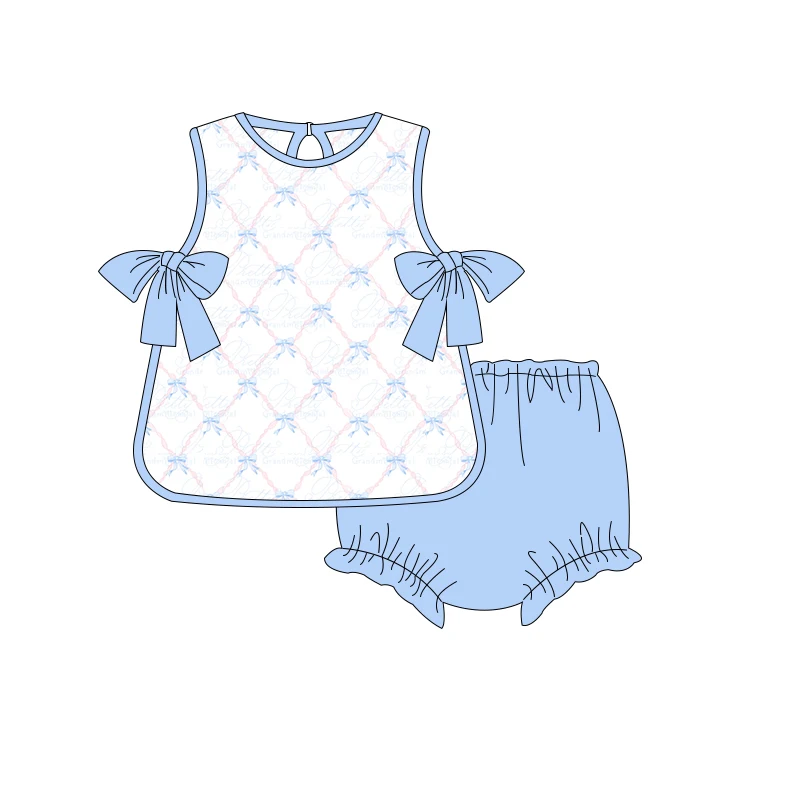 Girls boutique clothing sets cute print design children clothes knit cotton baby outfits wholesale clothes for kids