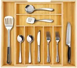 Bamboo drawer organizer kitchen cutlery organizing box, tool organizing box, underwear storage holder