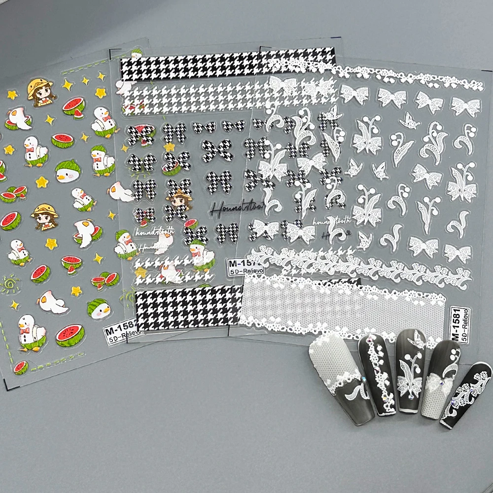 Nail Decal Wholesale Free Samples Nail Stickers Checker Bowknot Valentines Sticker for Nail