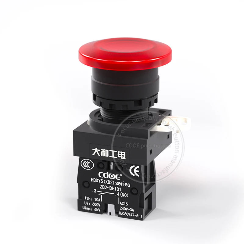 lay5 series red head 22mm power switch mushroom head emergency push button 600v