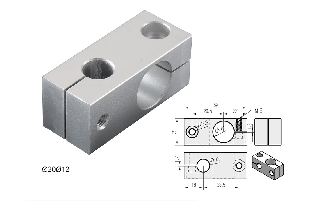 SK8 SK10 SK12 SK16 SK20 Bearing Bracket Linear Guide Fixing SeatAluminum Alloy Vertical Optical Axis Shaft Support Bracket