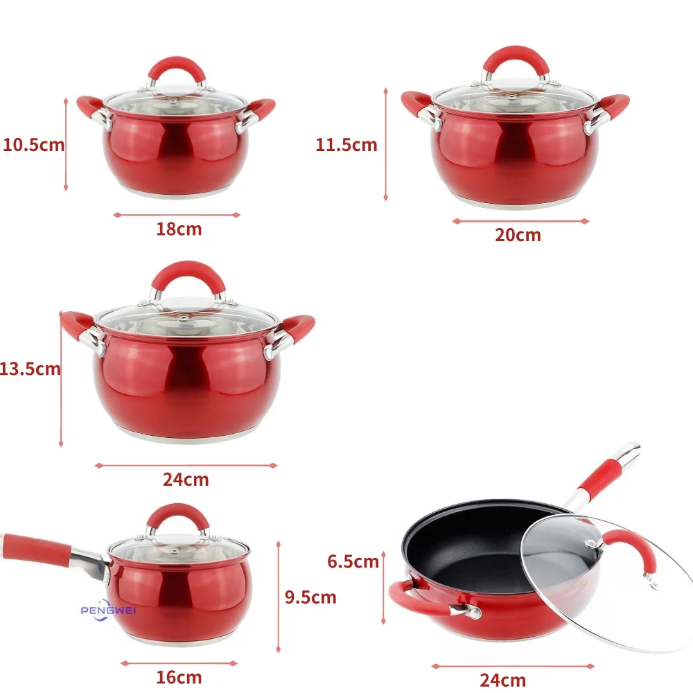 5 Ply Stainless Steel Non-Stick Kitchen Wares Home Cookware Set Steel Pans Per Box Assorted Items With Induction Cooker