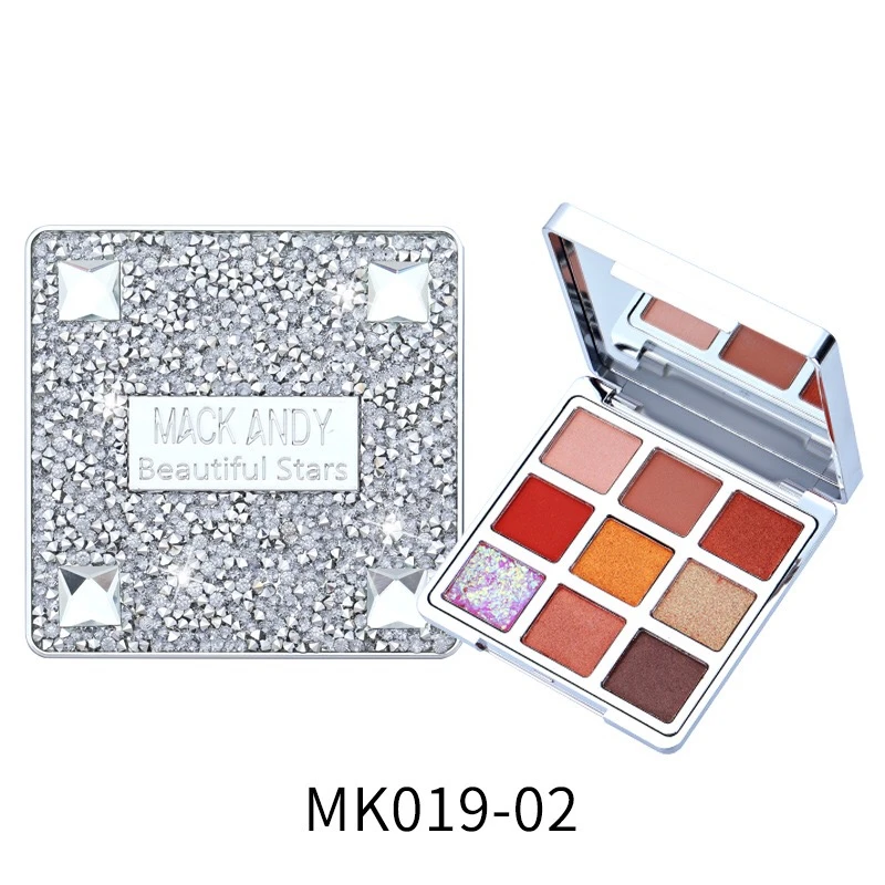 New 9Colors Eyeshadow Palette With Diamond Box Custom Glitter Eyeshadow Palette Private Label Maquillage Makeup Vegan Cosmetics