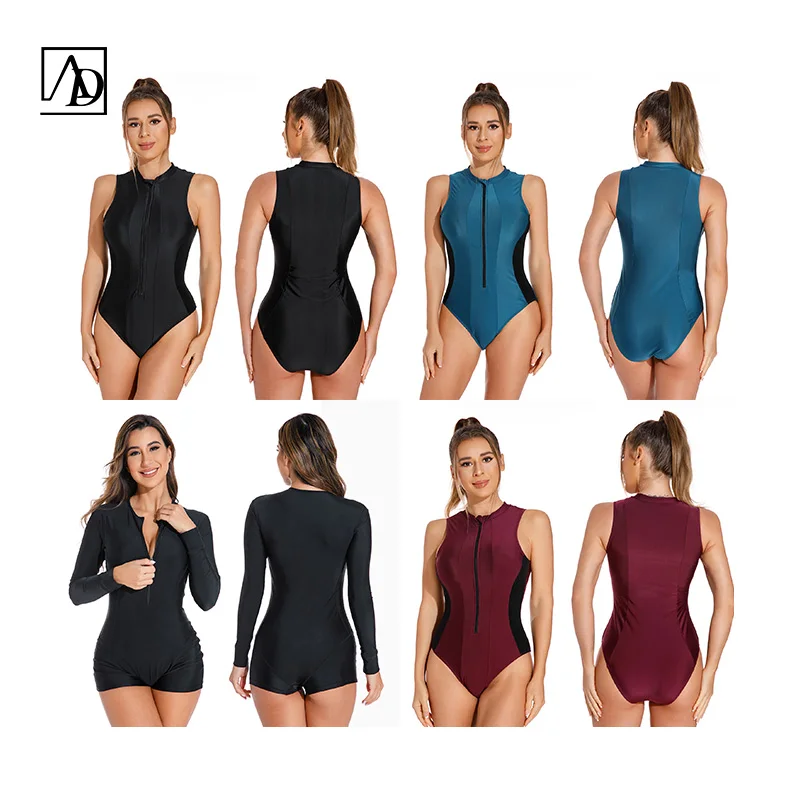 Aide Customized Colourful One Piece Swimsuit Female 2024 Long Sleeve Rash Guards  Swimwear for Women