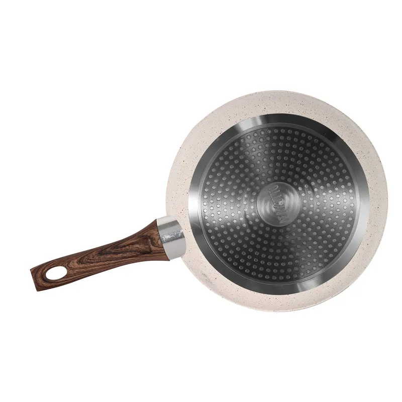 hot sale white ceramic coating fry pan wood handle