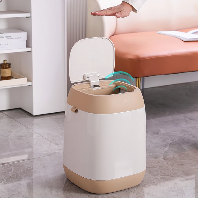 New creative big capacity indoor 22L smart waste bins with lid touchless trash cans sensor