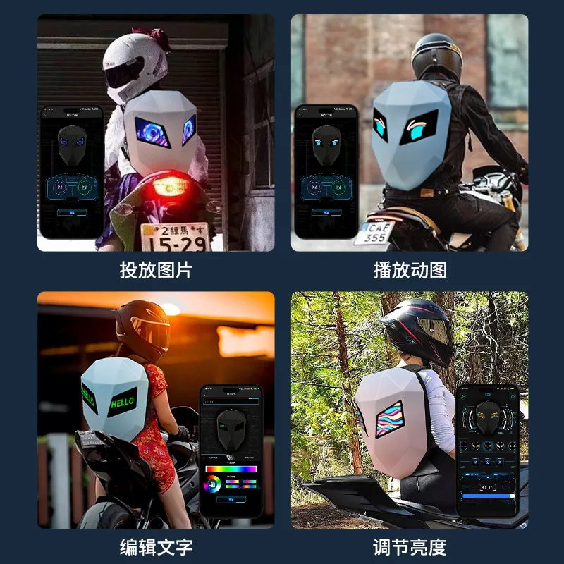 loy Iron Man Cool LED biker Backpack Sports personality DIY Knight helmet