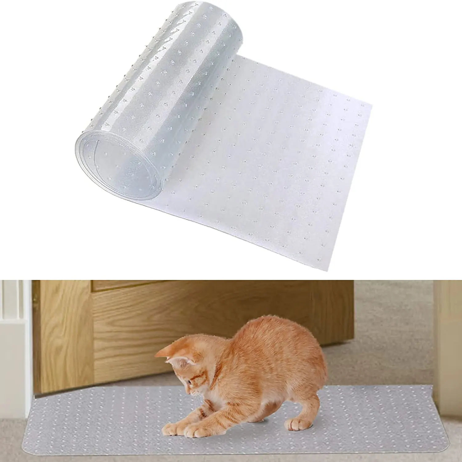 Cat Carpet Protector, Heavy Duty Plastic Pets Scratch Stopper for Carpet, Easy to Cut