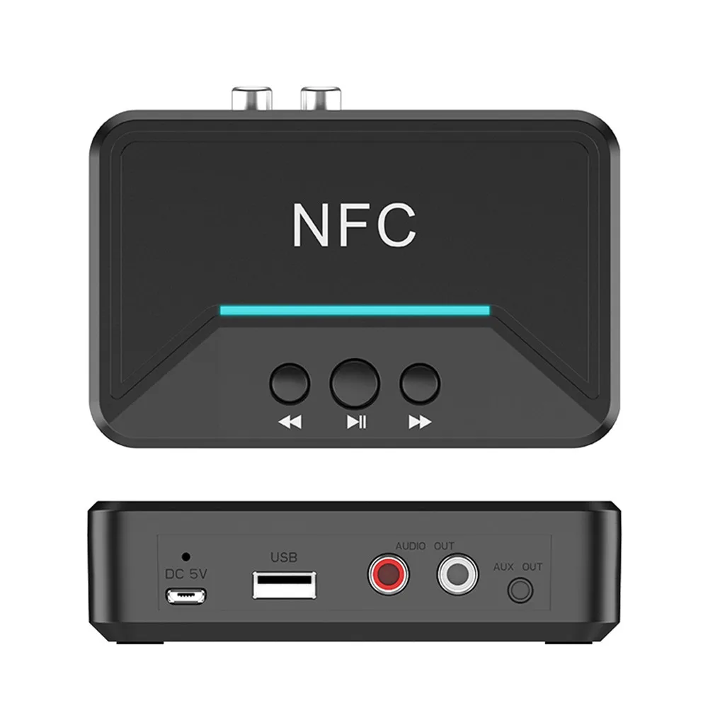 BT200 NFC Bluetooth 5.0 Audio Receiver USB Play RCA AUX Jack Wireless Adapter Suppotr USB Play For CAR Home Speaker Headphone