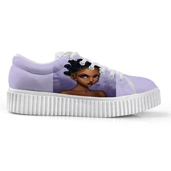 Printed Afro Girls Black Art Women Shoes Platform Sneakers Women Flat Casual Shoes Women Loafers Lace Up Ladies Shoes