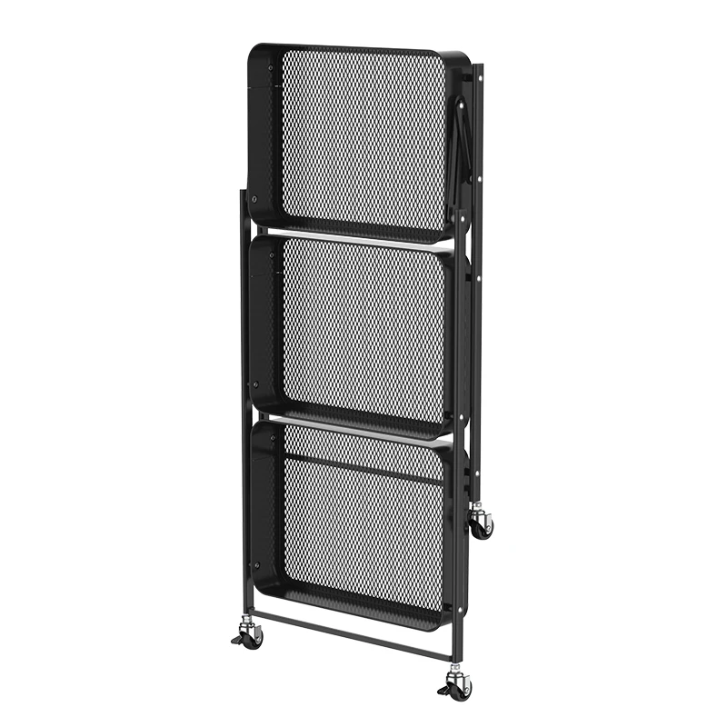 Fashion Metal Rolling Storage Holder Organizer Storage Utility Rack Tool Trolley Multipurpose 3 tier Folding Rolling Cart