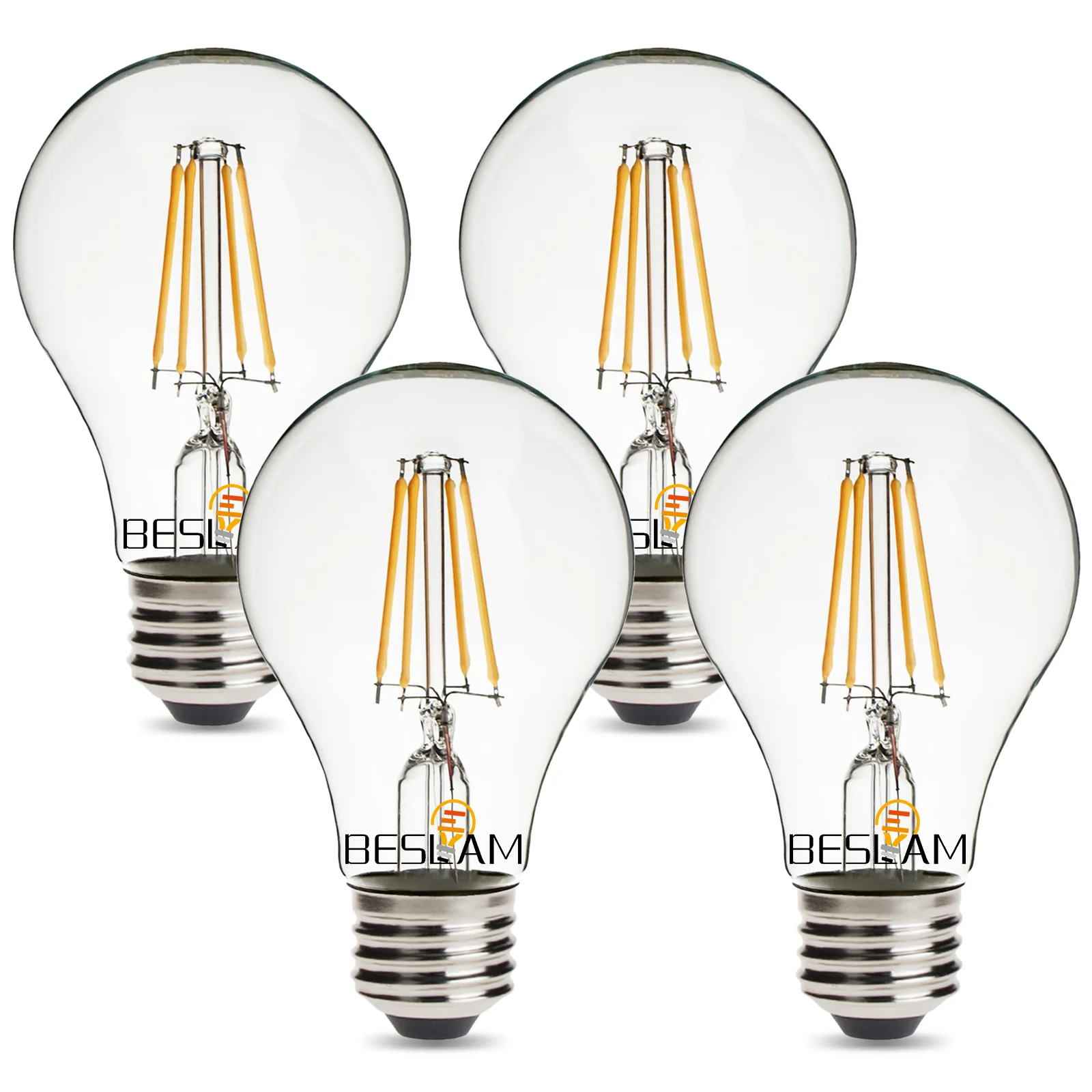 A60 E26 E27 Base 4W 6W 8W Vintage Dimmable Amber Glass Lights Lighting LED Filament Bulbs