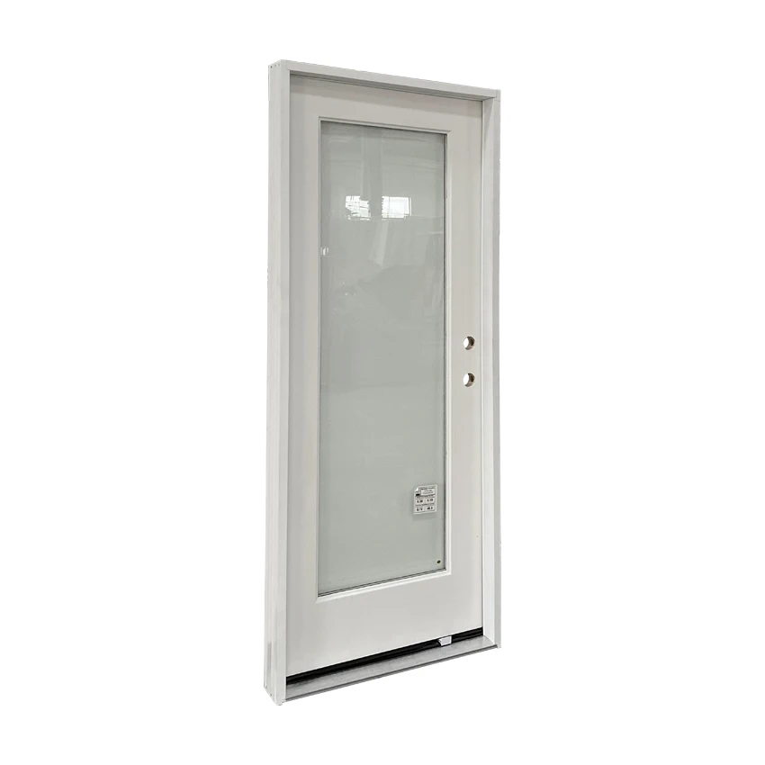Hot sale modern design full view blind glass fiberglass skin external door security entry doors for houses