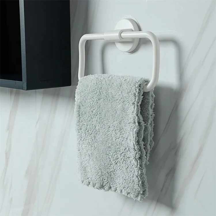 2023 Wall Mounted Toilet Accessories Hot Selling Modern Bathroom Products Self-Adhesive Towel Holder Plastic Towel Rack