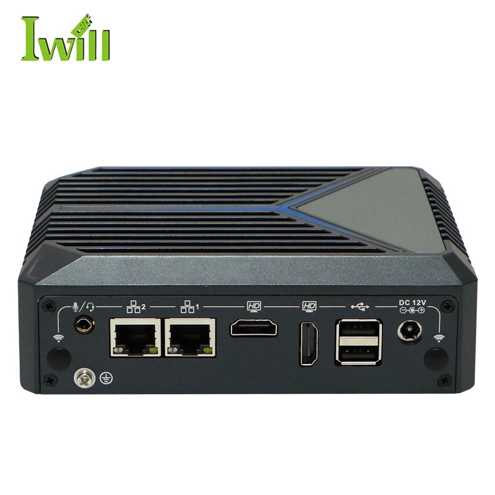 Iwill Nano fanless industrial mini pc J6412 4gb ram 64gb ssd ubuntu linux micro computer
