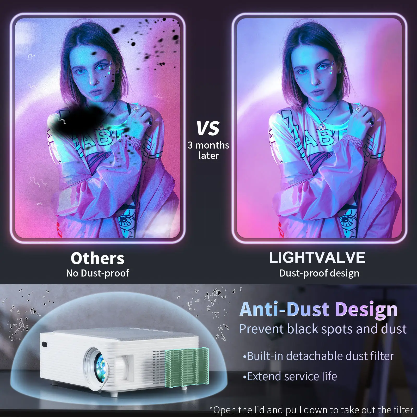 Lightvalve Hot Home Theater System Android Outdoor 4k Projection Smart Proyector Filme Mini Projectors Mobile Phone X5 Projector