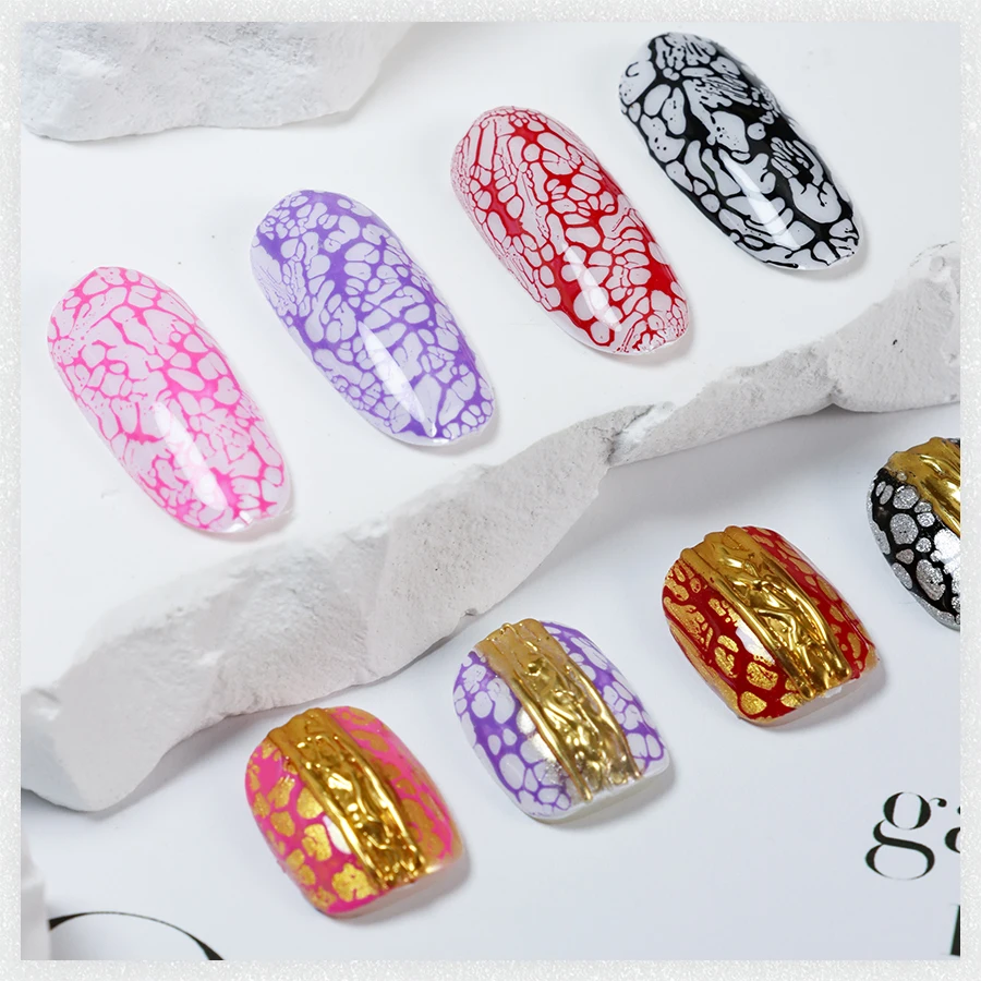 VINIMAY New wholesale colorful lace nail gel for gel polish 3D holo lace mesh golden line nail art gel