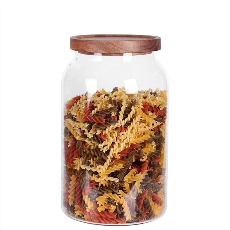 Wholesale High Borosilicate Glass Large Airtight Jars with Wood Lids