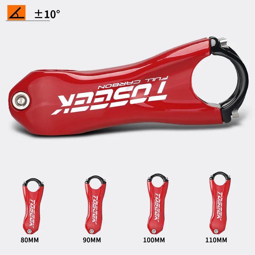 Original Production TOSEEK Red Black White 80/90/100/110mm 10 Degrees Carbon Stem Mtb Carbon Fiber Cycling Bike Stem Bike Parts