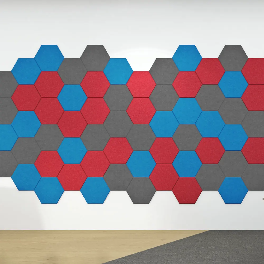 Customized New Self-adhesive Hexagon Decorative Polyester Acoustic Panel Large Size Felt Soundproof ceiling wall Acoustic panel