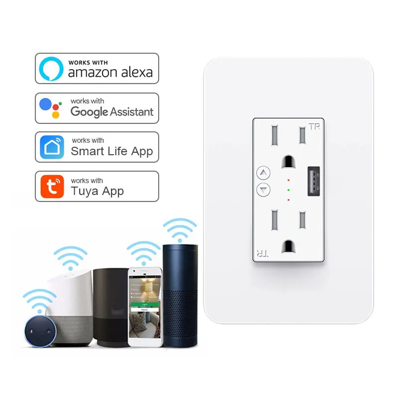 Wifi square electrical homekit alexa modern 15 amp tr american ac electrical timer power duplex us outlet
