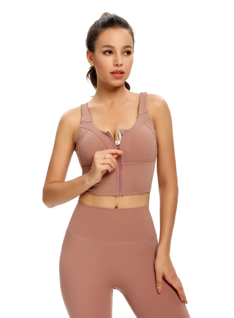 Женская обувь; Лидер продаж; Трансграничной застежка-молния Йога костюм для спортивная одежда комплект с высокой талией Йога брюки спортивная одежда комплект из 2 предметов