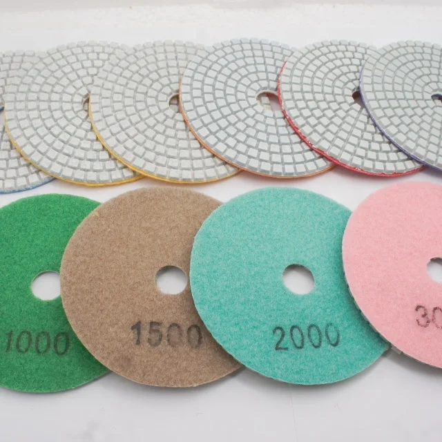 Diamond Polishing Pads for Angle Grinder, 4 inch Wet/Dry 8 Piece Set Granite Stone Concrete Countertops Marble