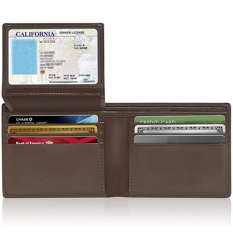  Роскошный мужской кошелек двойного сложения из тонкой натуральной кожи с RFID-защитой мужские кошельки индивидуальным логотипом бренда