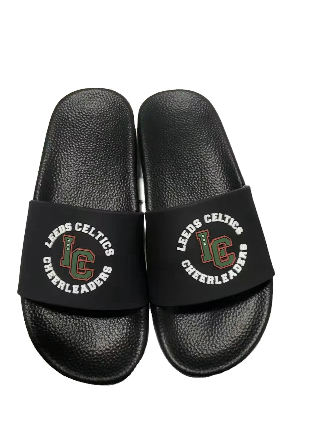 Manufacturer directly unisex black designer slides with printed logo slides slipper for man sublimated beach slipper