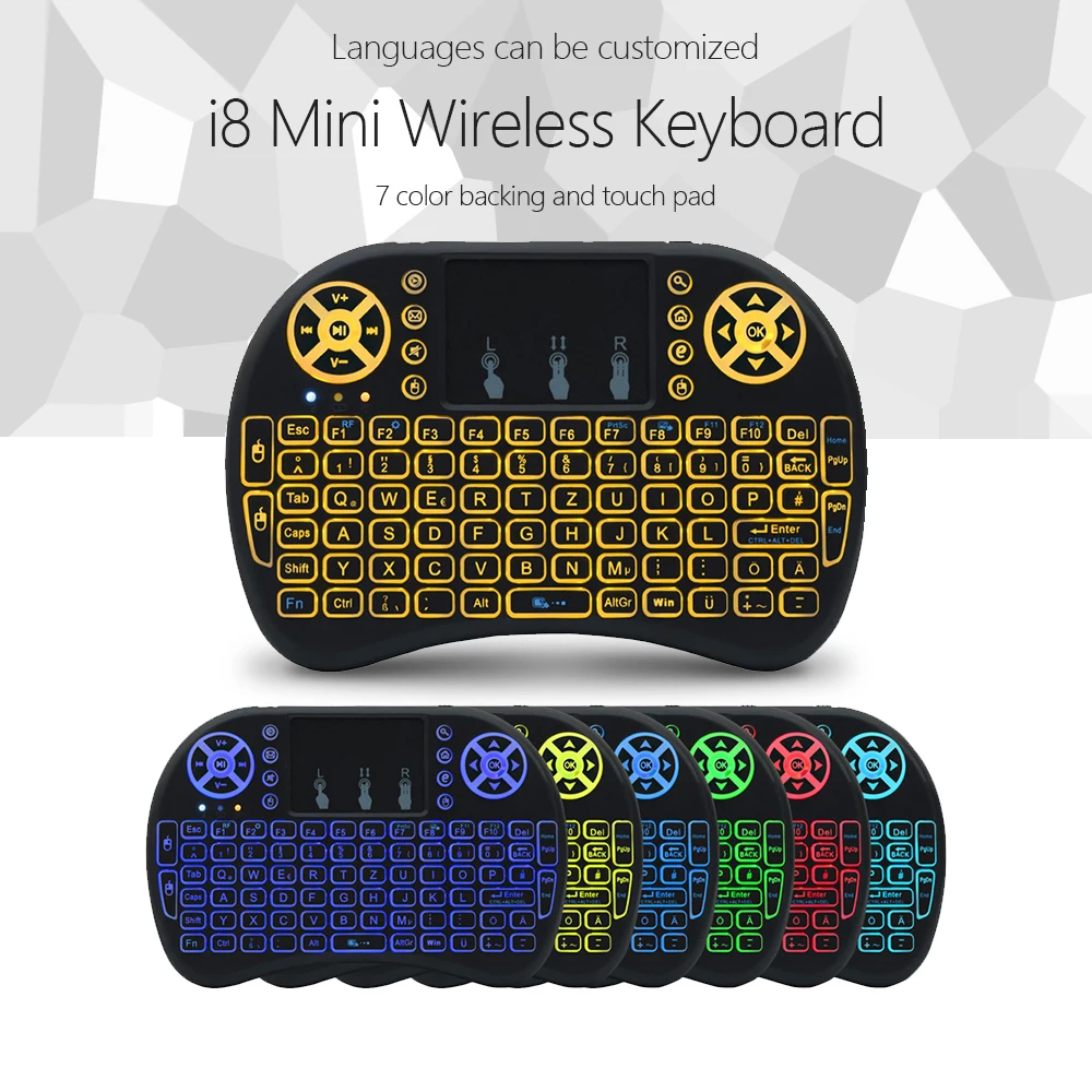 New Design i8 france backlit 2.4g mini wireless keyboard with	with Touchpad Remote Control Android TV Box