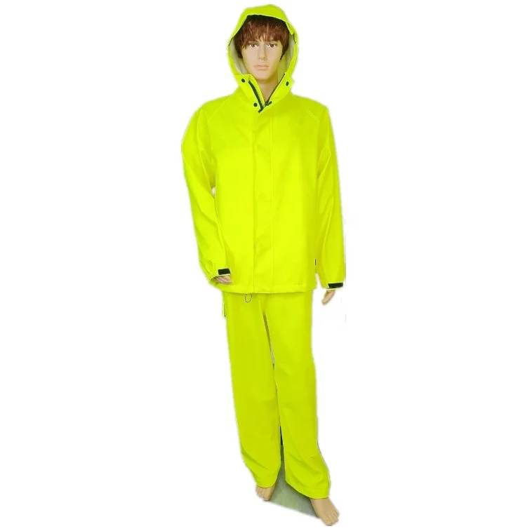 PVC PU seams welded waterproof raincoat fishing heavy duty workwear foul weather gear rain suit bibs and jacket