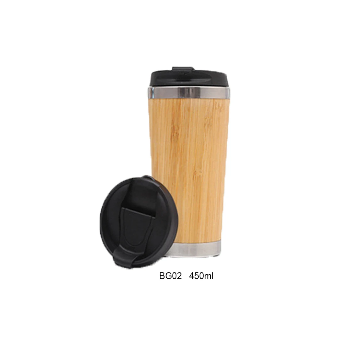 BG03 450ml Bamboo Cup Travel Car Holder Mugs with Seal Drinking Lid