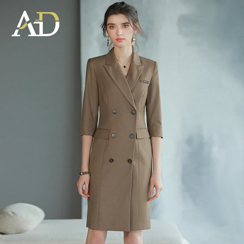 Korean Fashion beautiful Uniform woman elegant dress buttons half sleeves office lady dresses supply