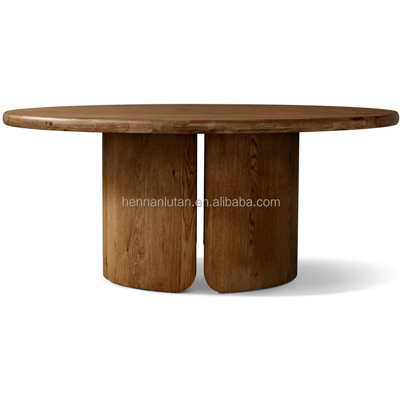 Modern Luxury Table Unique Split Base Curved Edges Furniture Home Wooden Round Dining Tables