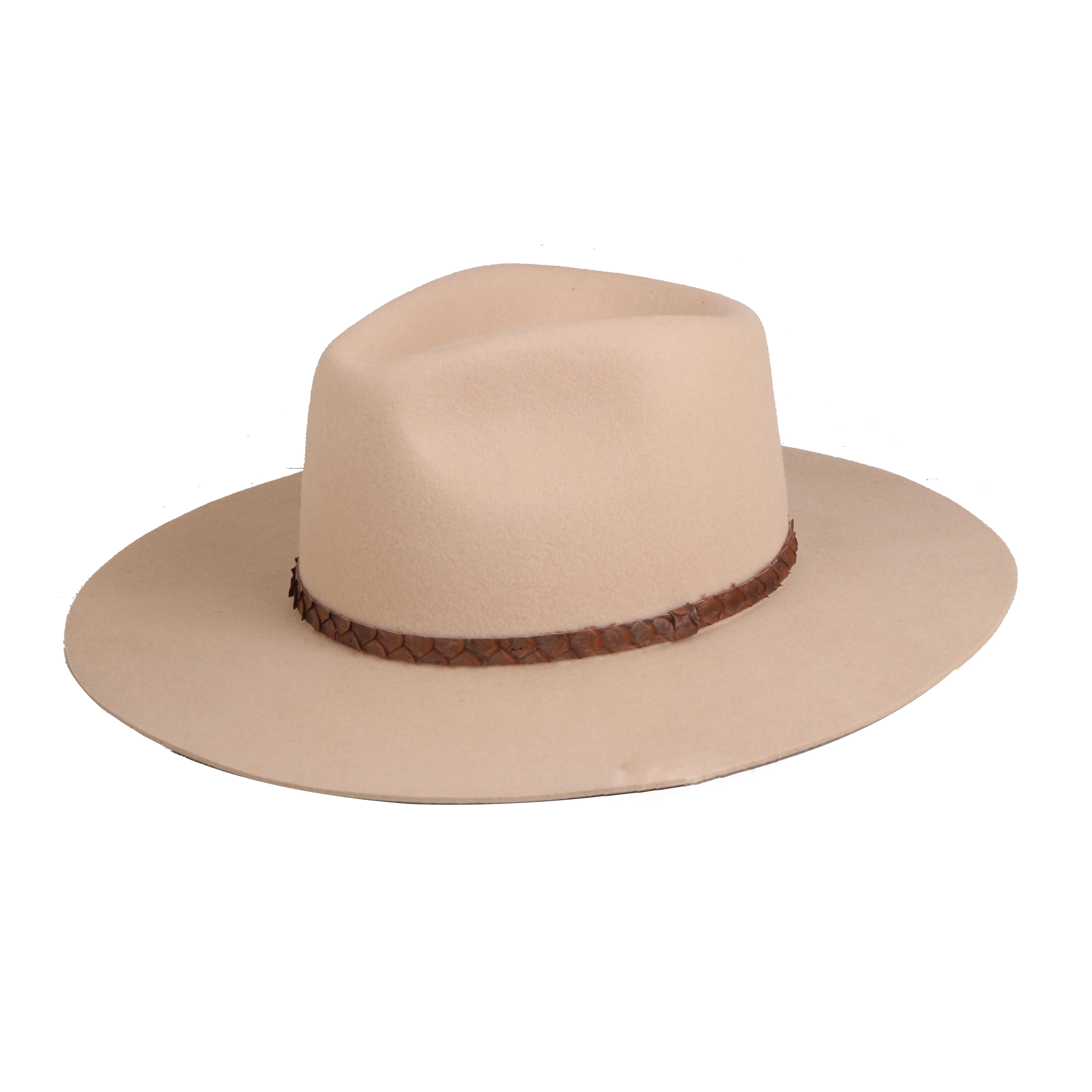 Huayihats Men Women Wide Brim Pinch Front Unisex 100% Wool Felt Fedora Hats with Leather Band (1600442308685)