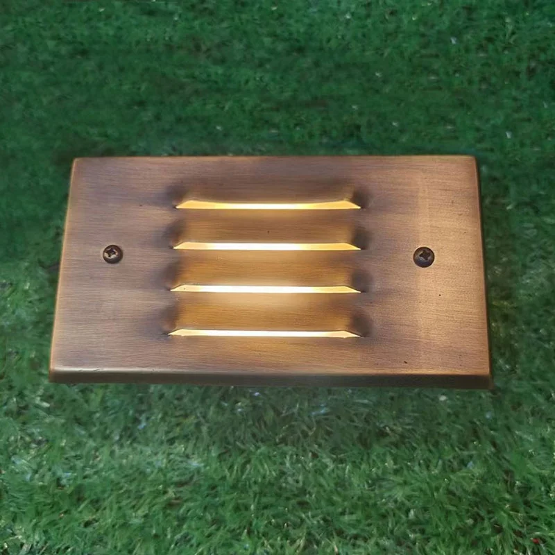 Outdoor 12V Foot Lamp Brass Recessed LED Step Lights Stair Wall Lights