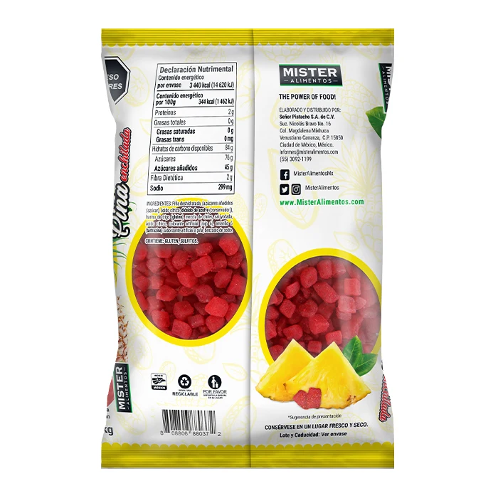  Мексиканские вкусные сушеные кубики ананаса с покрытием Чили оптом