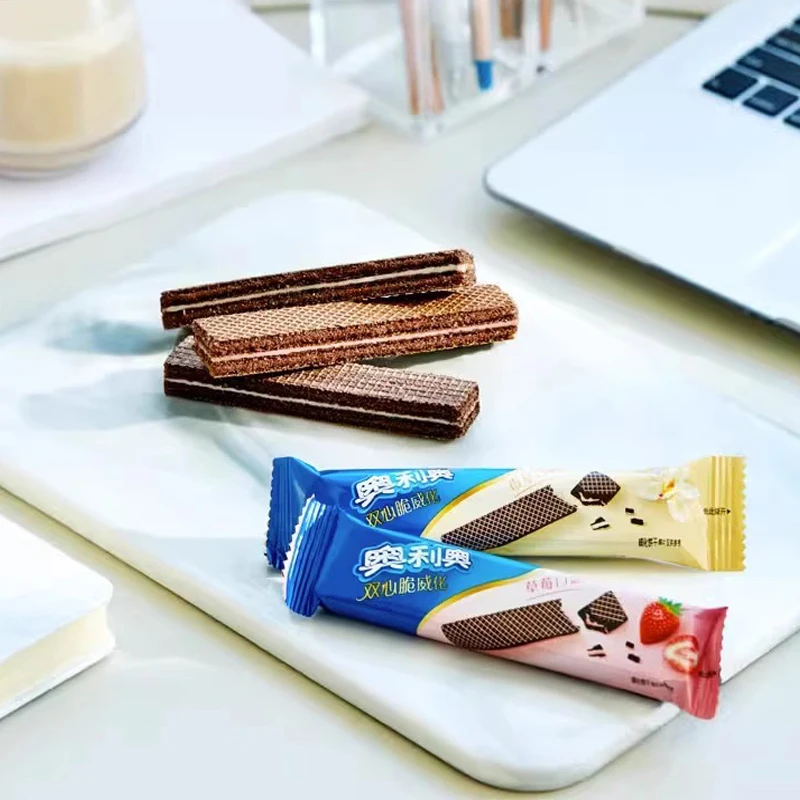 Double Heart Wafer Snack Food Individually Packaged Crunchy Multi-Flavor Mixed Small Snacks Children Includes Chocolate Cream
