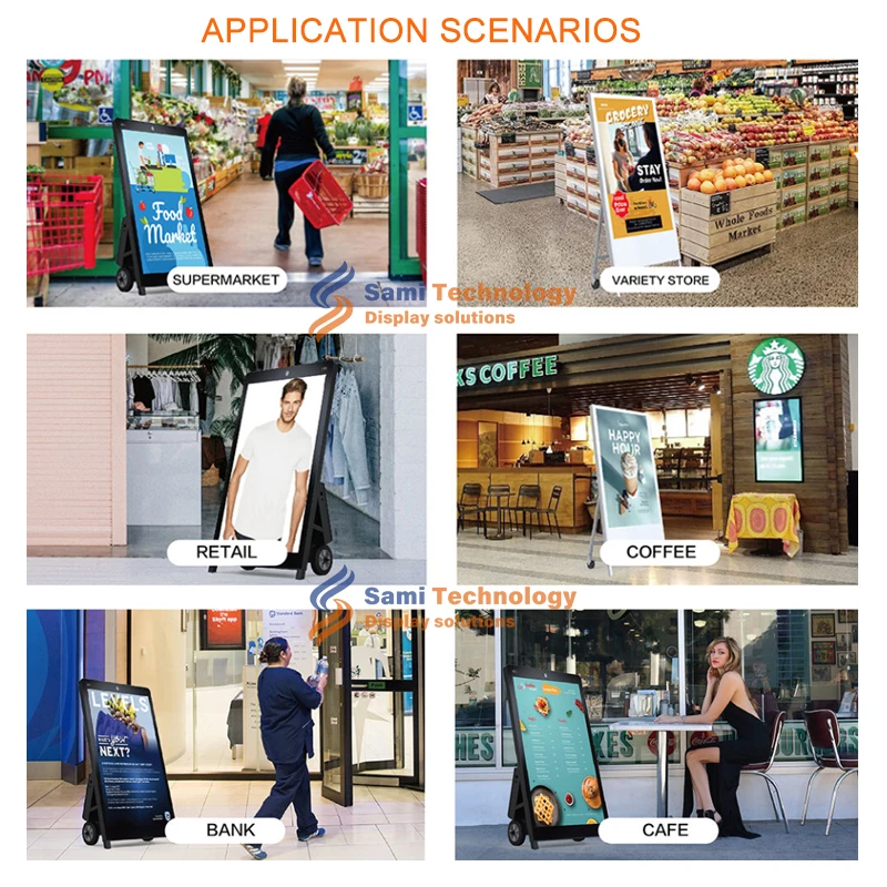 Samidisplay Battery-Powered Vertical Screen LCD Digital Signage Portable Advertising Display Floor Stand for Indoor outdoor use