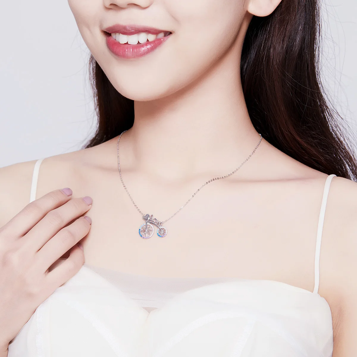 
product amazon Wholesale Fashion Jewelry, cute animal bike design colorful cz diamond silver 925 fashion jewellery 