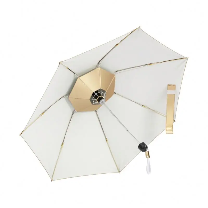 394 Reverse 3 Folding 7K Umbrella With Fan Mini Portable USB Charging Umbrellas UV Protection Umbrella