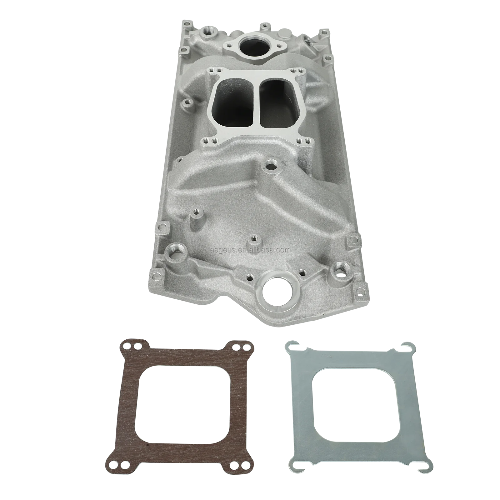 Dual Plane Satin Aluminum Intake Manifold For SBC Chevy Vortec 350 Heads