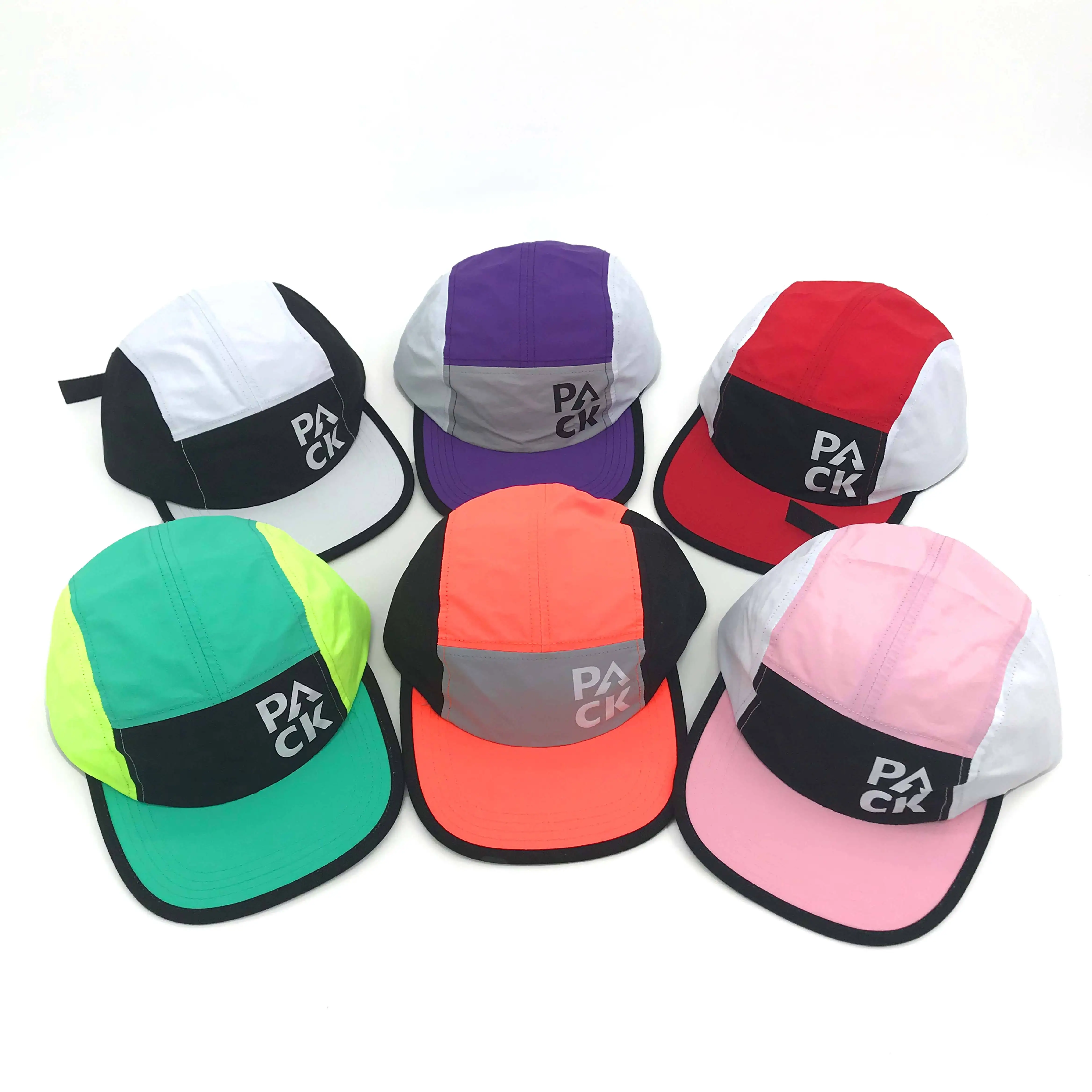 nylon waterproof strapback custom quick dry camp camper blank running 5-panel five 5 panel 5panel caps hats