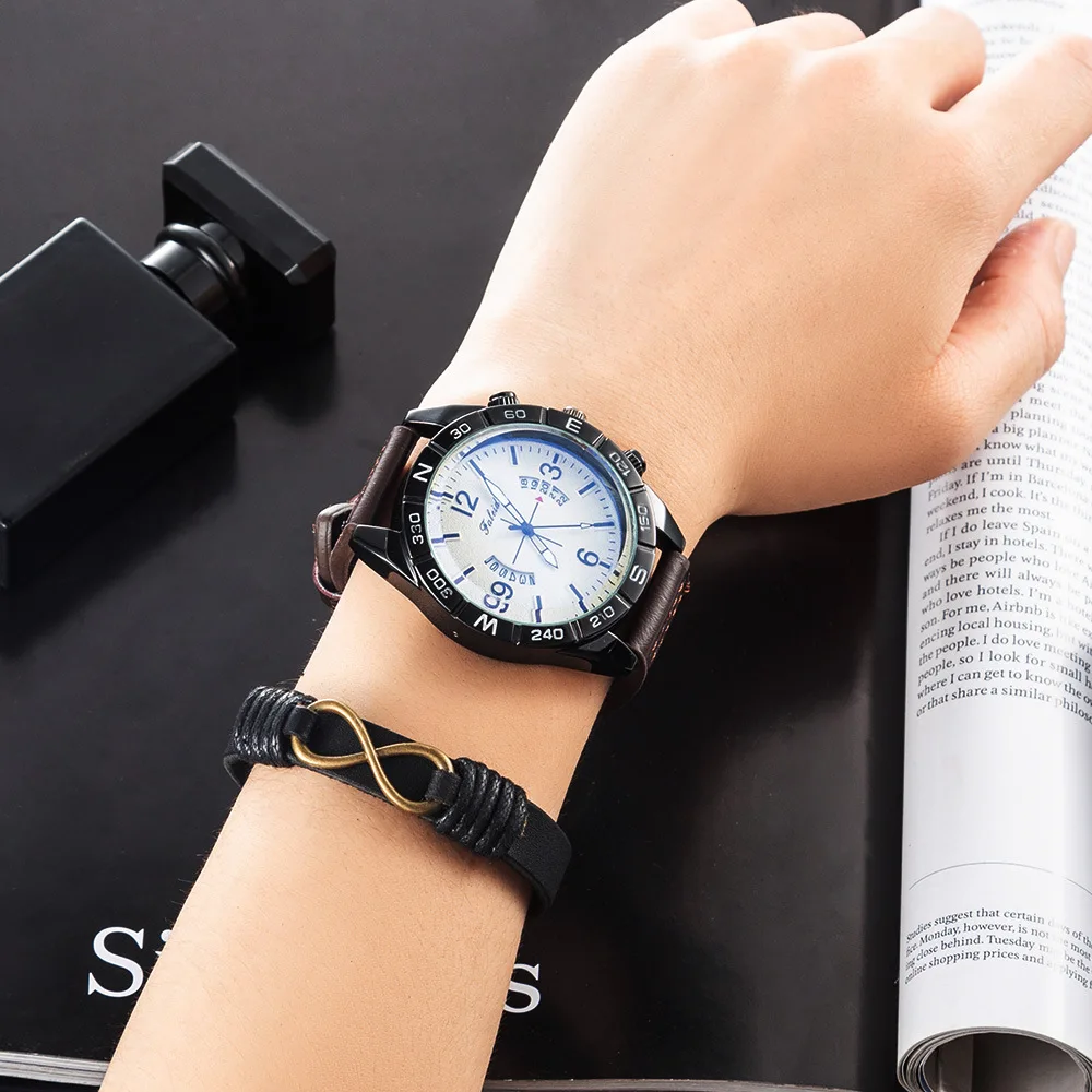 Wholesale Business Gift Leather Belt Wallet Watch 3 Pcs Set Wallet Watch Set For Man