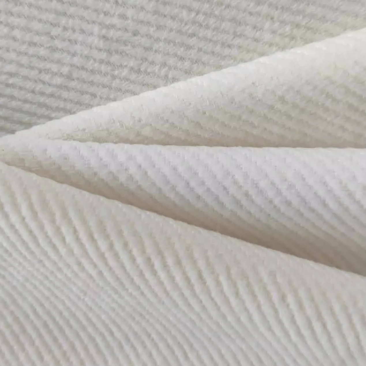High Quality Textile Eco-friendly 200 GSM Stripe Knit 100% Polyester White Twill Corduroy Fabric for Garment