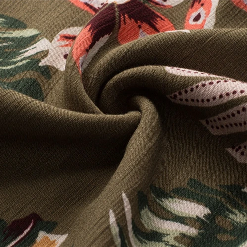 
new design flory printed double faced stretch material crepe rayon fabric 