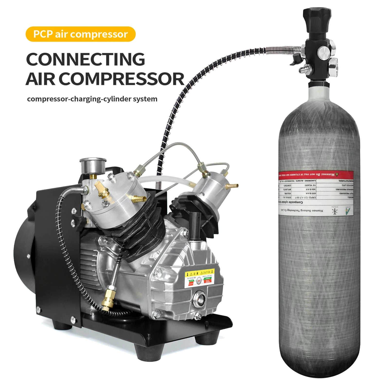 TUXING China Suppliers ODM High Quality Hardness 4.7L High Pressure 300bar 4500psi Breathing Swimming Carbon Fiber Gas Cylinder