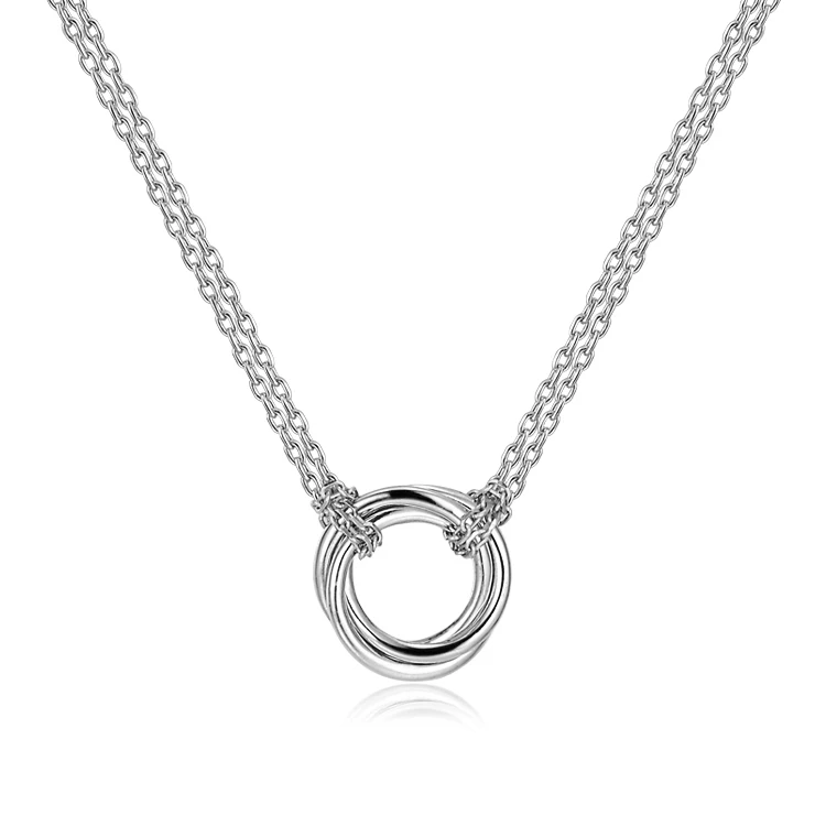 Classic 925 Sterling Silver Jewelry Set Circle Necklace and Bracelet Jewelry Set