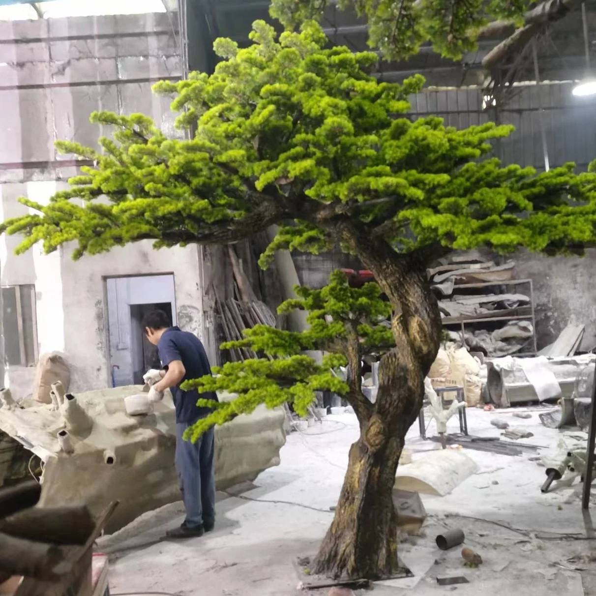 High Quality Manufacture Podocarpus Artificial Pine Tree Mini Bonsai Indoor Podocarpus Tree For Indoor Decor